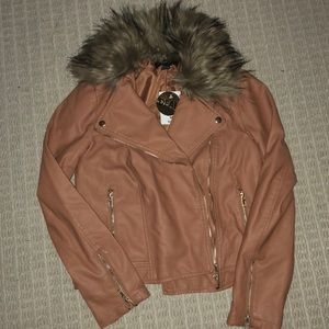 Faux Fur Leather Jacket